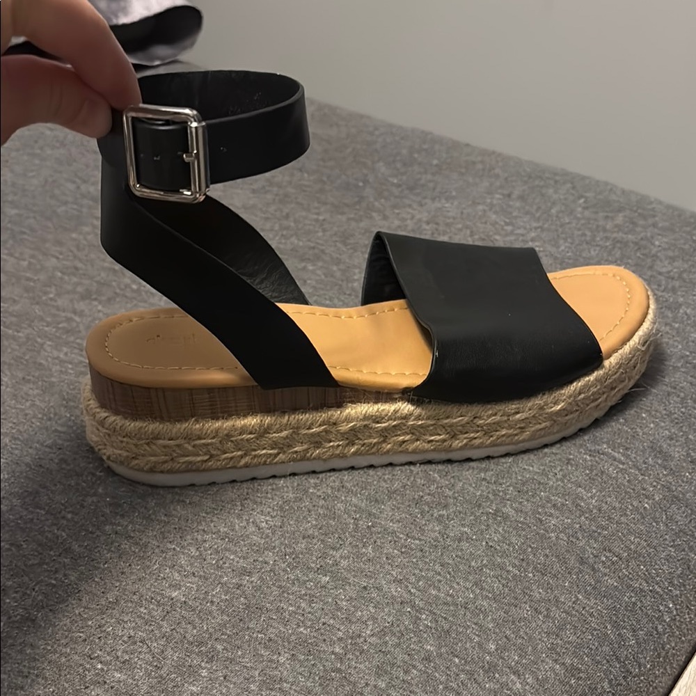 Charlotte Russe Black and Tan Espadrille Sandals
